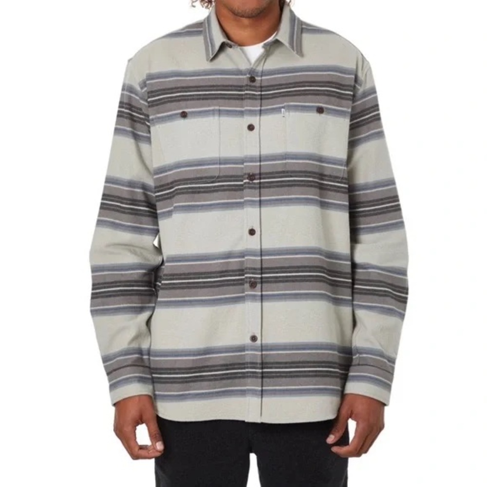 Katin Men’s Sierra Flannel 100% Cotton Shirt Jacket Striped Shacket SIZE MEDIUM